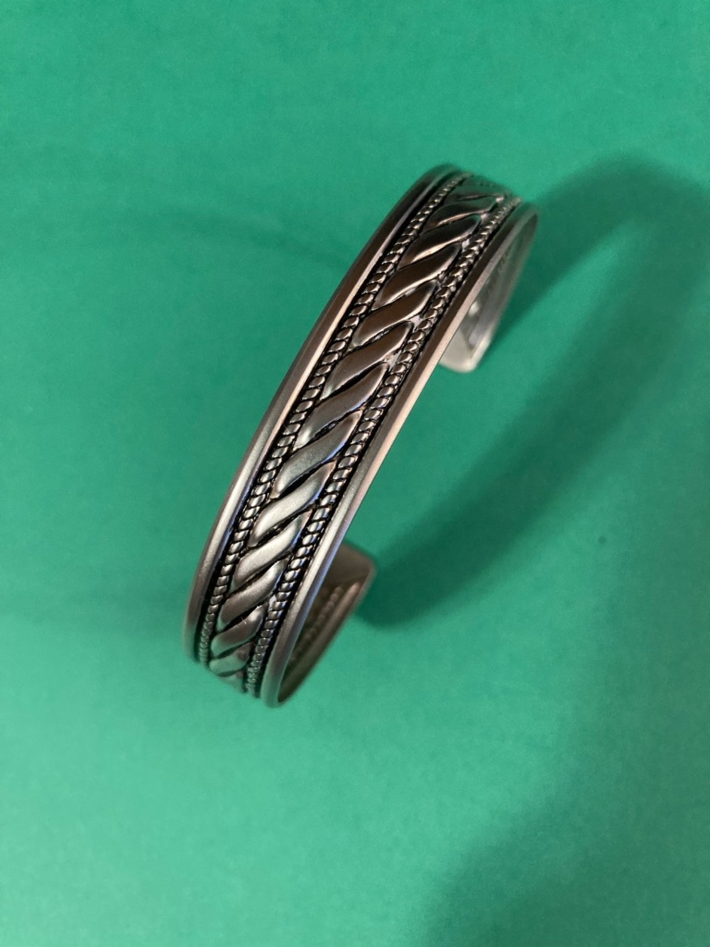 Braided Detail Silver-Tone Cuff Bracelet